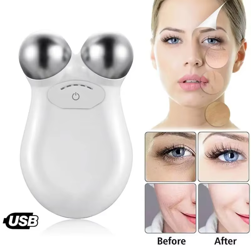 Microcurrent Facial Massager Roller: EMS Face Lift, Wrinkle Reduction, Skin Tightening, and Firming Slimming Tool for Skin Care