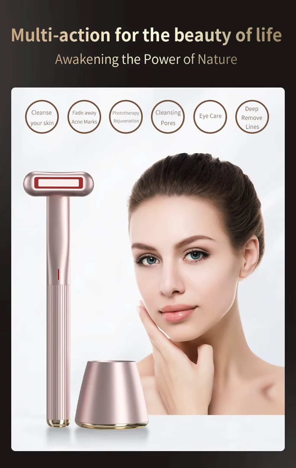 4-in-1 LED EMS Eye Massager with 360° Rotation: Microcurrent, Heating, and Vibration for Facial Lifting, Anti-Aging, and Wrinkle Care