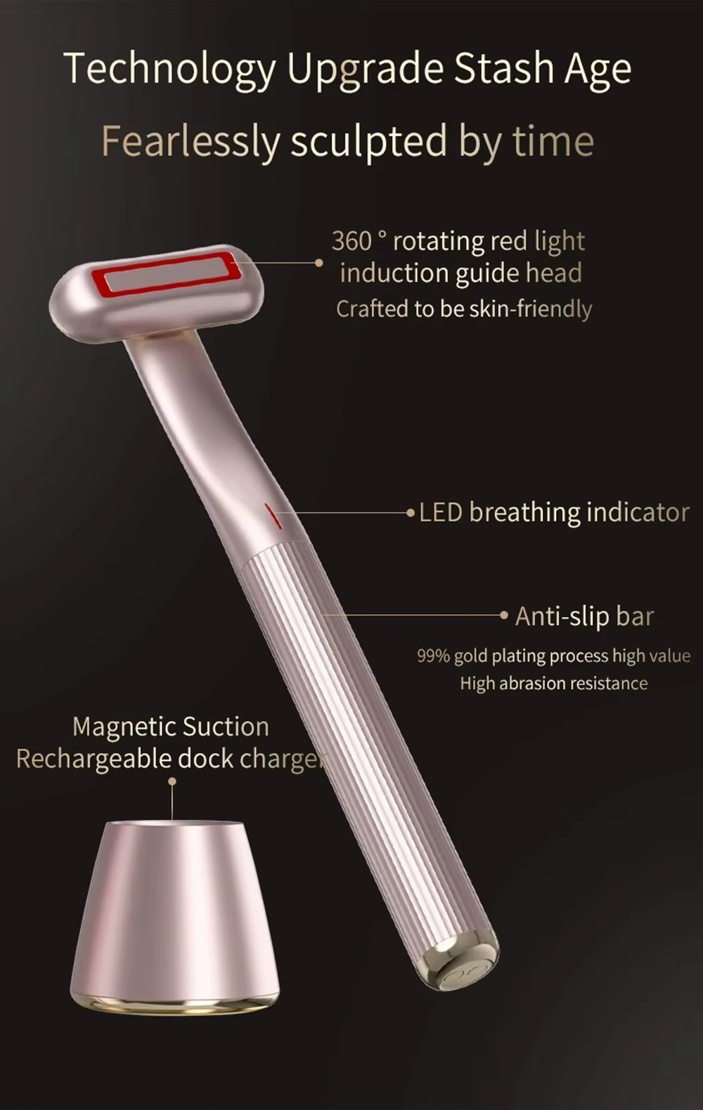 4-in-1 LED EMS Eye Massager with 360° Rotation: Microcurrent, Heating, and Vibration for Facial Lifting, Anti-Aging, and Wrinkle Care