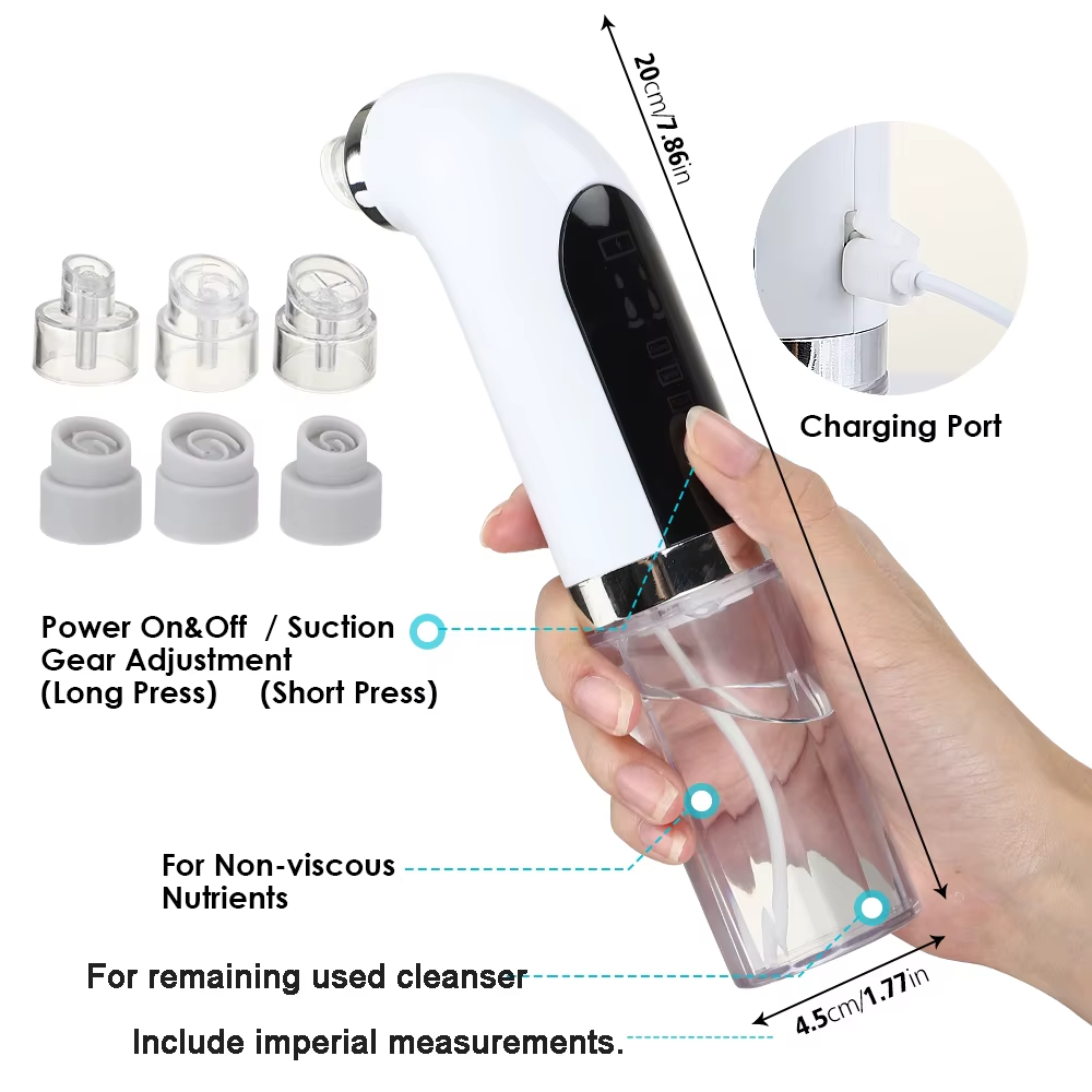 USB Rechargeable Electric Pore Vacuum with Water Cycle: Deep Cleanser for Blackhead Removal, Pimples, and Facial Care
